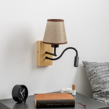 Brilagi - LED Fleksibilna stenska svetilka NUBILA WOOD 1xE27/25W/230V + LED/3W hrast/rjava