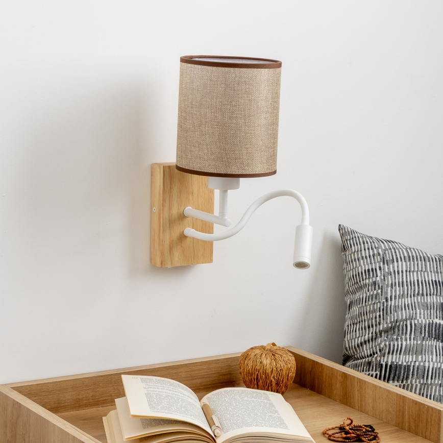 Brilagi - LED Fleksibilna stenska svetilka NUBILA WOOD 1xE27/25W/230V + LED/3W hrast/rjava