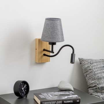Brilagi - LED Fleksibilna stenska svetilka NUBILA WOOD 1xE27/25W/230V + LED/3W hrast/siva