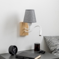 Brilagi - LED Fleksibilna stenska svetilka NUBILA WOOD 1xE27/25W/230V + LED/3W hrast/siva
