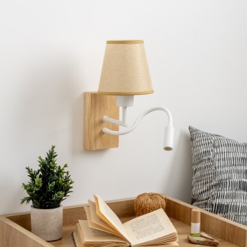 Brilagi - LED Fleksibilna stenska svetilka NUBILA WOOD 1xE27/25W/230V + LED/3W hrast/svetlo rjava