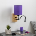 Brilagi - LED Fleksibilna stenska svetilka NUBILA WOOD 1xE27/25W/230V + LED/3W hrast/vijolična