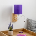 Brilagi - LED Fleksibilna stenska svetilka NUBILA WOOD 1xE27/25W/230V + LED/3W hrast/vijolična