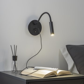 Brilagi - LED Fleksibilna stenska svetilka z USB priključkom MAYA LED/3W/230V 4000K črna