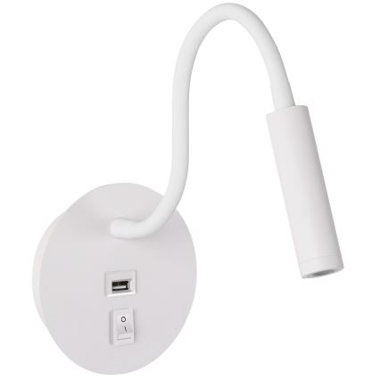Brilagi - LED Fleksibilna stenska svetilka z USB priključkom MAYA LED/3W/230V 4000K bela