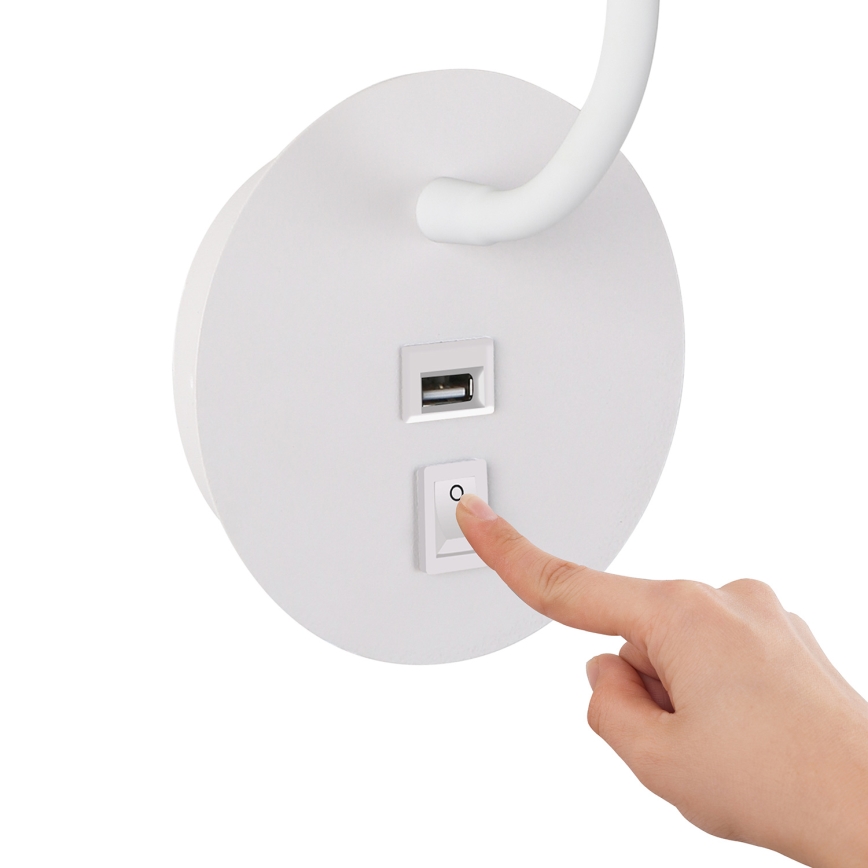Brilagi - LED Fleksibilna stenska svetilka z USB priključkom MAYA LED/3W/230V 4000K bela