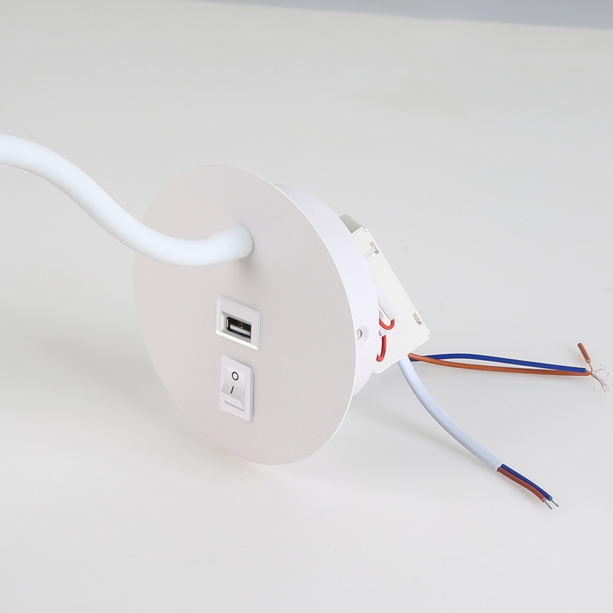 Brilagi - LED Fleksibilna stenska svetilka z USB priključkom MAYA LED/3W/230V 4000K bela