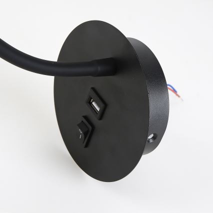 Brilagi - LED Fleksibilna stenska svetilka z USB priključkom MAYA LED/3W/230V 4000K črna