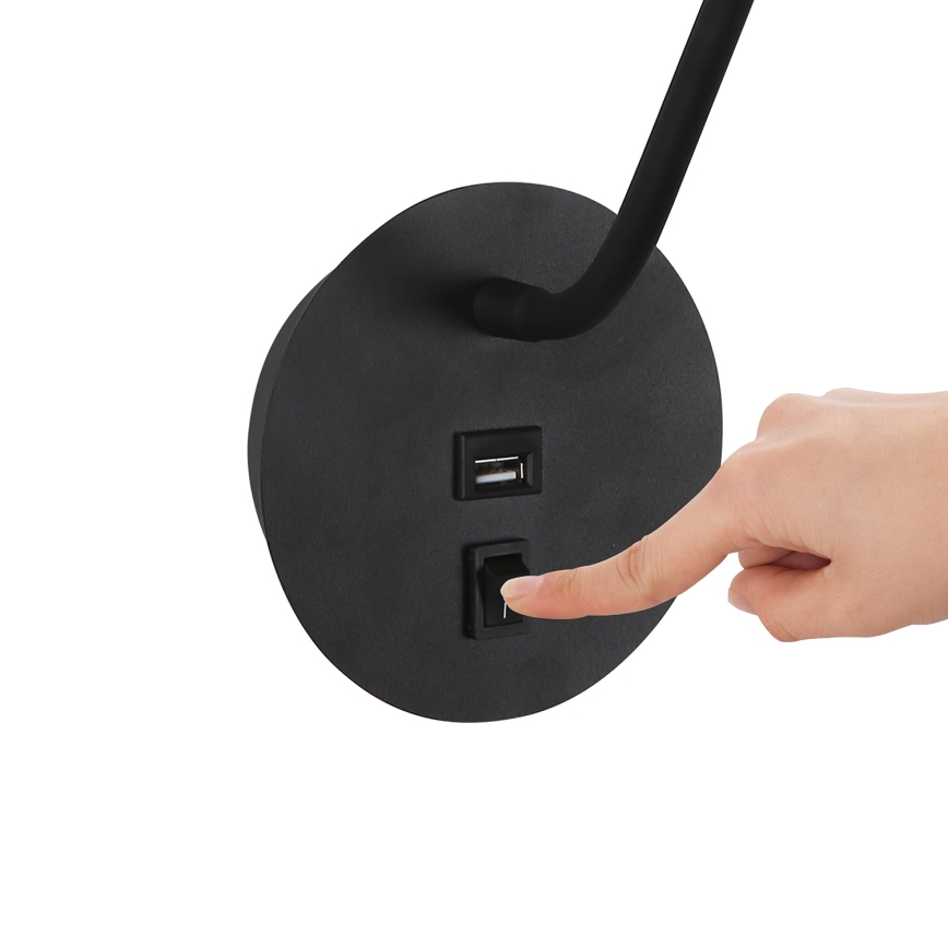 Brilagi - LED Fleksibilna stenska svetilka z USB priključkom MAYA LED/3W/230V 4000K črna