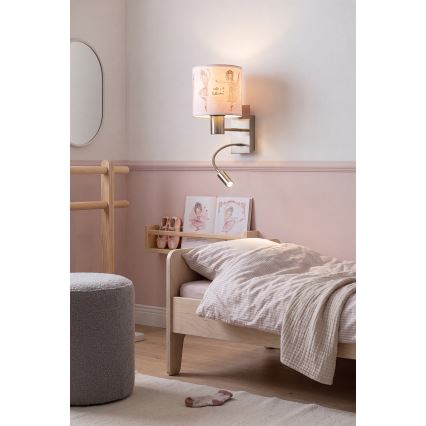 Brilagi - LED otroška prilagodljiva stenska svetilka BOBO 1xE27/25W/230V + LED/3W matiran krom/bela/rožnata/baletke