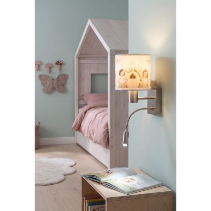 Brilagi - LED otroška prilagodljiva stenska svetilka BOBO 1xE27/25W/230V + LED/3W mat krom/bela/rožnata/s motivom vil