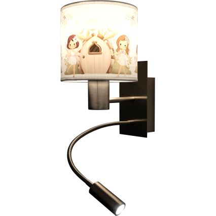 Brilagi - LED otroška prilagodljiva stenska svetilka BOBO 1xE27/25W/230V + LED/3W mat krom/bela/rožnata/s motivom vil
