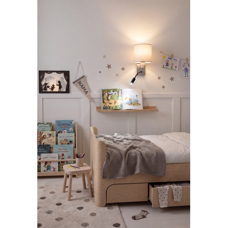 Brilagi - LED prilagodljiva stenska svetilka BOBO 1xE27/25W/230V + LED/3W matiran krom/bež/pikice