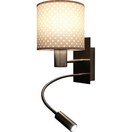 Brilagi - LED prilagodljiva stenska svetilka BOBO 1xE27/25W/230V + LED/3W matiran krom/bež/pikice