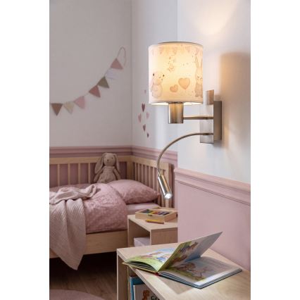 Brilagi - LED otroška prilagodljiva stenska svetilka BOBO 1xE27/25W/230V + LED/3W matni krom/kremna/zajčki