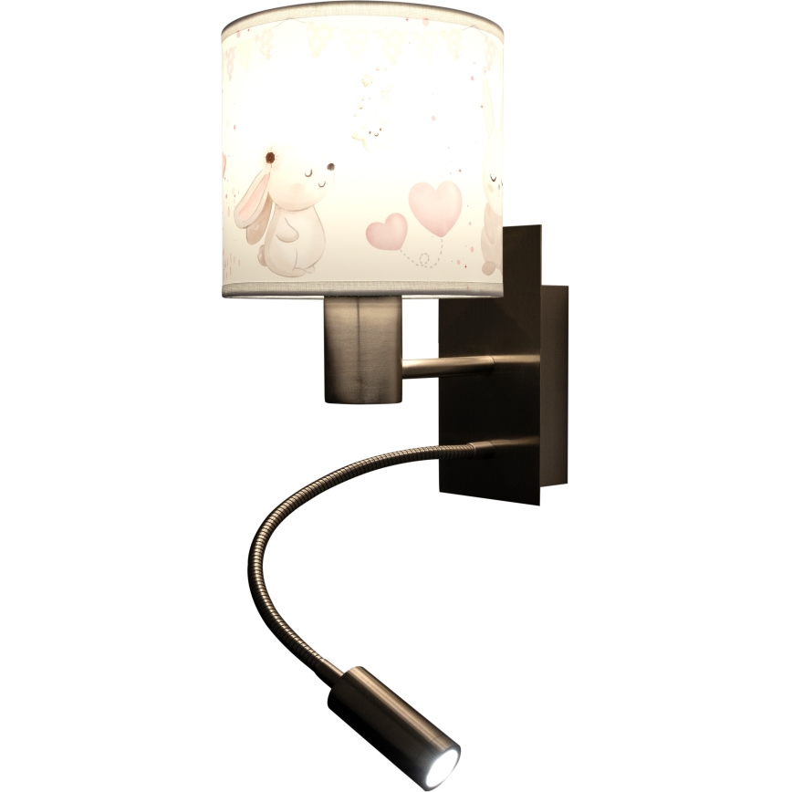 Brilagi - LED otroška prilagodljiva stenska svetilka BOBO 1xE27/25W/230V + LED/3W matni krom/kremna/zajčki
