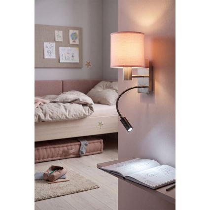 Brilagi - LED fleksibilna stenska svetilka BOBO 1xE27/25W/230V + LED/3W matni krom/rožnata