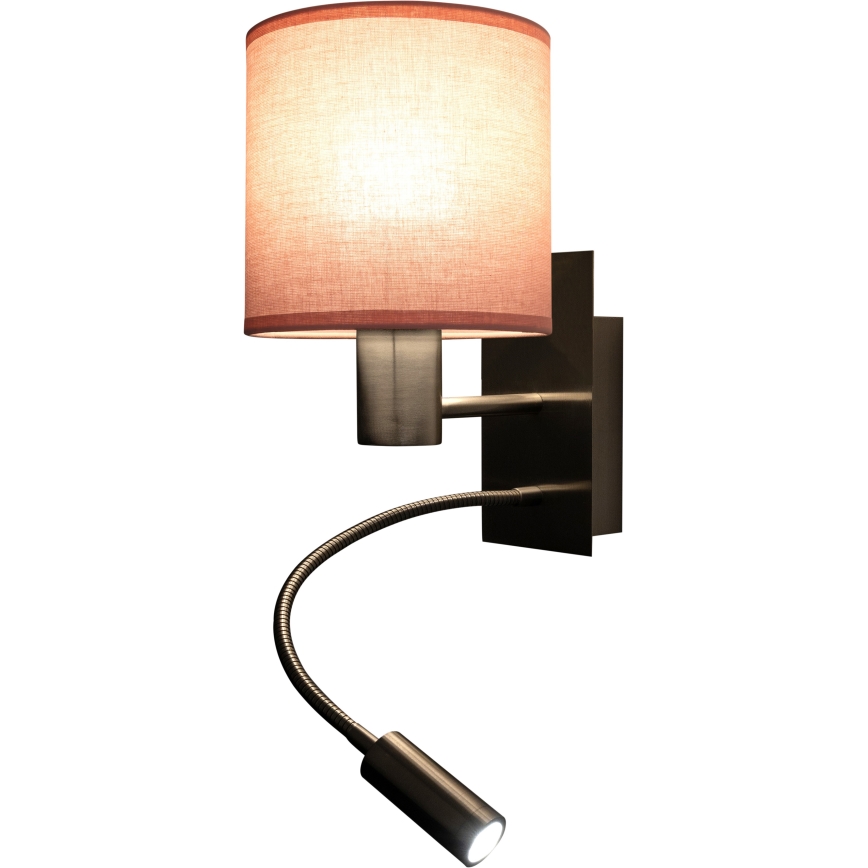 Brilagi - LED fleksibilna stenska svetilka BOBO 1xE27/25W/230V + LED/3W matni krom/rožnata