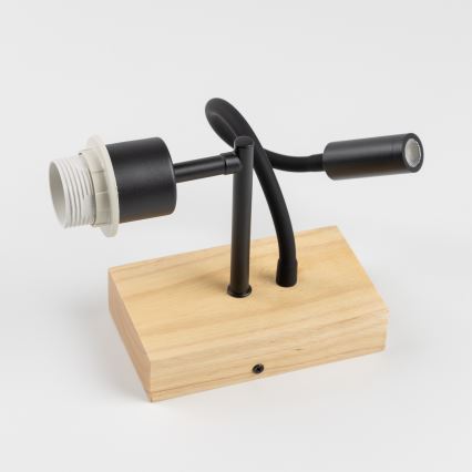 Brilagi - LED Otroška prilagodljiva stenska svetilka BOBO WOOD 1xE27/25W/230V + LED/3W hrast/črna/bela/živalski motivi