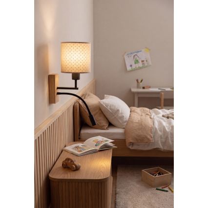 Brilagi - LED otroška prilagodljiva stenska svetilka BOBO WOOD 1xE27/25W/230V + LED/3W hrast/črna/bež/pikice