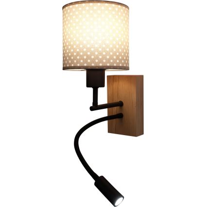 Brilagi - LED otroška prilagodljiva stenska svetilka BOBO WOOD 1xE27/25W/230V + LED/3W hrast/črna/bež/pikice
