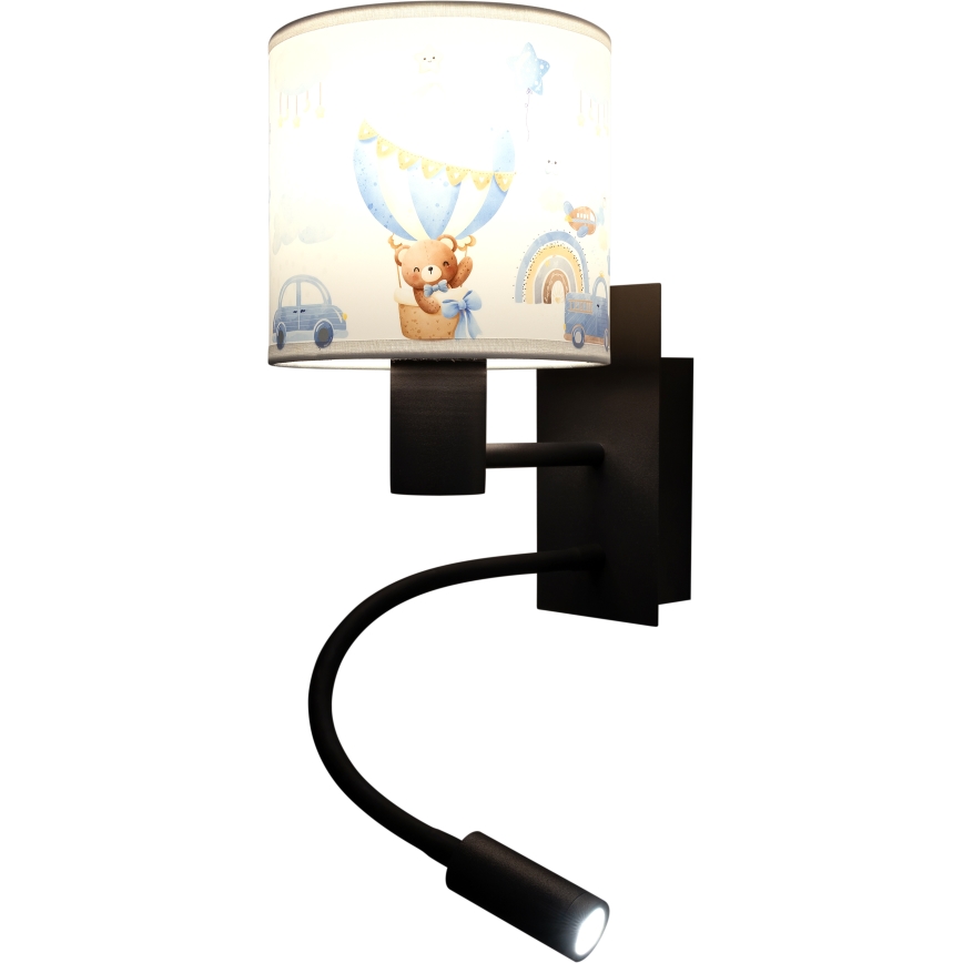 Brilagi - LED otroška fleksibilna stenska svetilka BOBO 1xE27/25W/230V + LED/3W črna/bela/modra/medvedki
