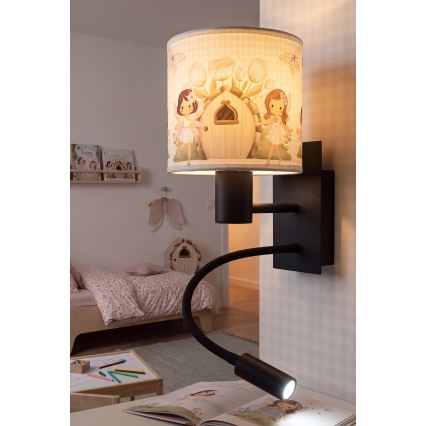 Brilagi - LED otroška prilagodljiva stenska svetilka BOBO 1xE27/25W/230V + LED/3W črna/bela/rožnata/vile