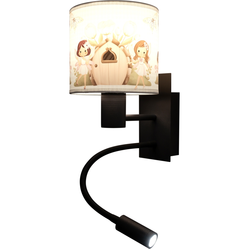 Brilagi - LED otroška prilagodljiva stenska svetilka BOBO 1xE27/25W/230V + LED/3W črna/bela/rožnata/vile