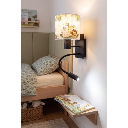 Brilagi - LED otroška prilagodljiva stenska svetilka BOBO 1xE27/25W/230V + LED/3W črna/bela/zelena/džungla