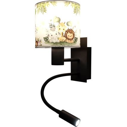 Brilagi - LED otroška prilagodljiva stenska svetilka BOBO 1xE27/25W/230V + LED/3W črna/bela/zelena/džungla