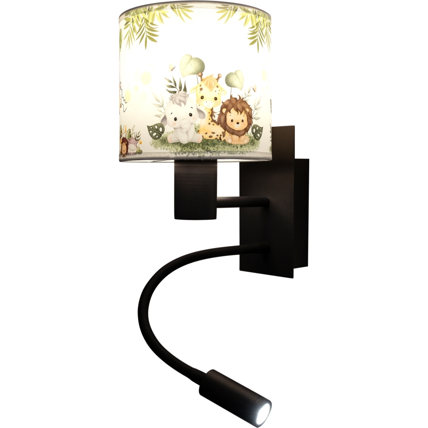 Brilagi - LED otroška prilagodljiva stenska svetilka BOBO 1xE27/25W/230V + LED/3W črna/bela/zelena/džungla