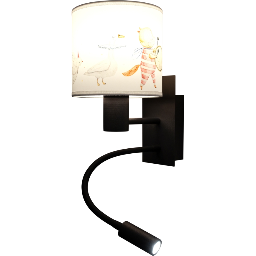 Brilagi - LED prilagodljiva otroška stenska svetilka BOBO 1xE27/25W/230V + LED/3W črna/bela/živalski motiv