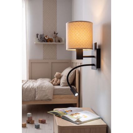 Brilagi - LED fleksibilna stenska svetilka BOBO 1xE27/25W/230V + LED/3W črna/bež/pikice