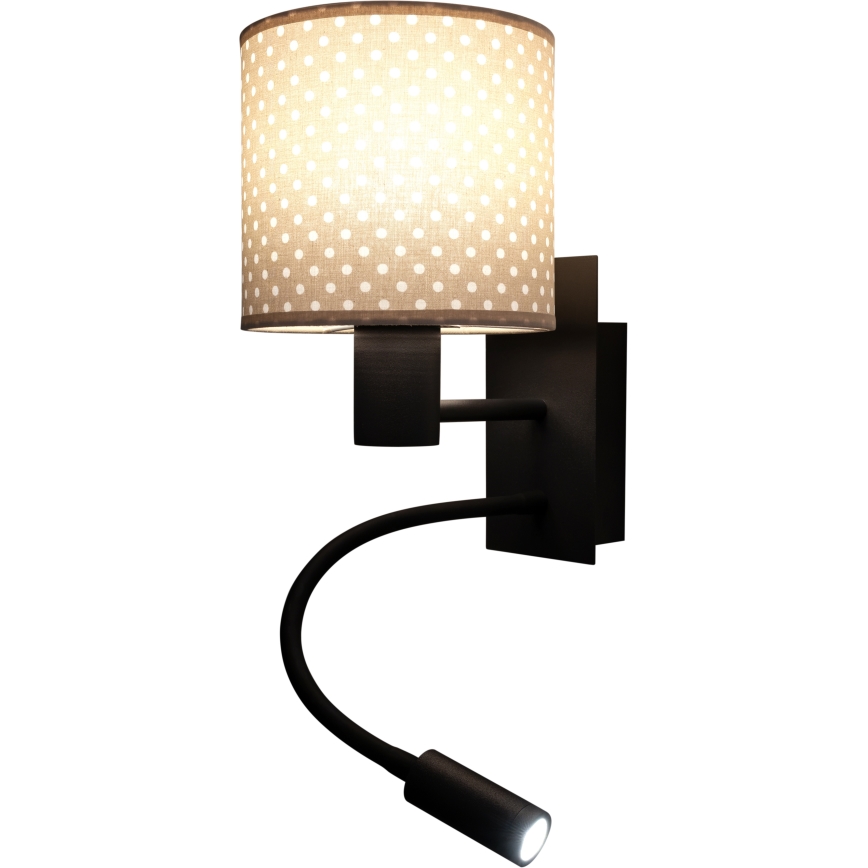 Brilagi - LED fleksibilna stenska svetilka BOBO 1xE27/25W/230V + LED/3W črna/bež/pikice