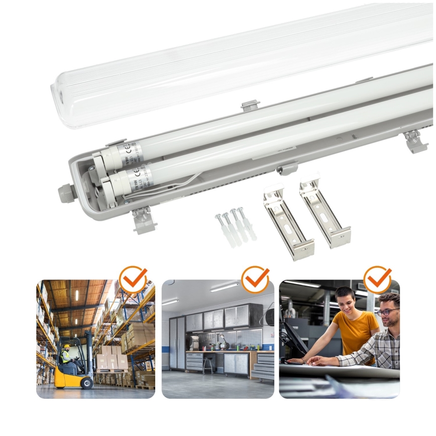 Brilagi - LED Industrijska fluorescentna svetilka OPTIMA T8 2xG13/18W/230V 6500K IP65 128 cm