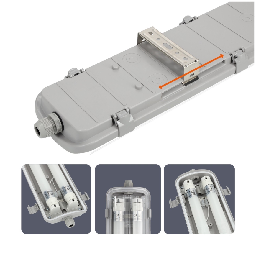 Brilagi - LED Industrijska fluorescentna svetilka OPTIMA T8 2xG13/18W/230V 6500K IP65 128 cm