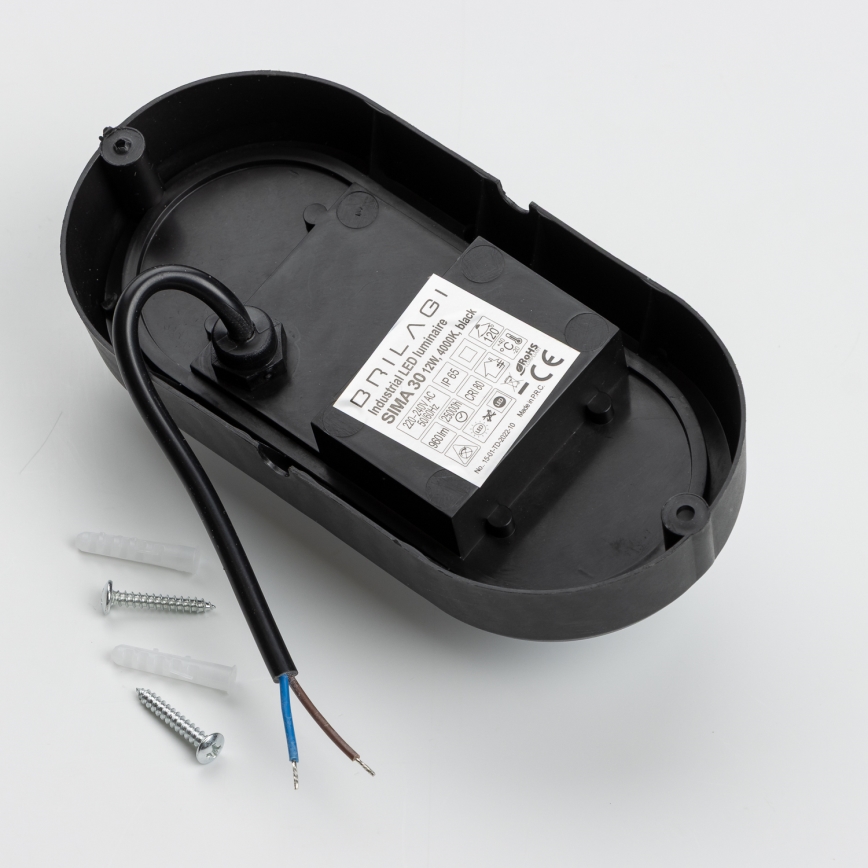 Brilagi - LED Industrijska stropna svetilka SIMA LED/12W/230V IP65 črna
