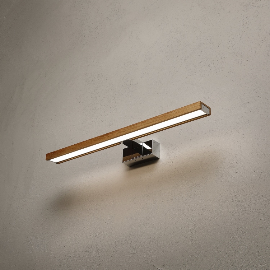 Brilagi - LED kopalniška osvetlitev za ogledala 3 v 1 WOODY MIRROR LED/12W/230V 60 cm IP44 sijajni krom/hrast