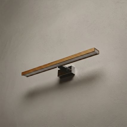 Brilagi - LED kopalniška osvetlitev za ogledala 3 v 1 WOODY MIRROR LED/12W/230V 60 cm IP44 sijajni krom/hrast
