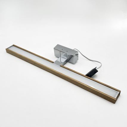 Brilagi - LED kopalniška osvetlitev za ogledala 3 v 1 WOODY MIRROR LED/12W/230V 60 cm IP44 sijajni krom/hrast