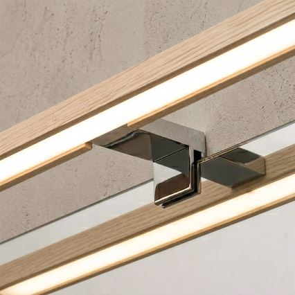 Brilagi - LED kopalniška osvetlitev za ogledala 3 v 1 WOODY MIRROR LED/12W/230V 60 cm IP44 sijajni krom/hrast