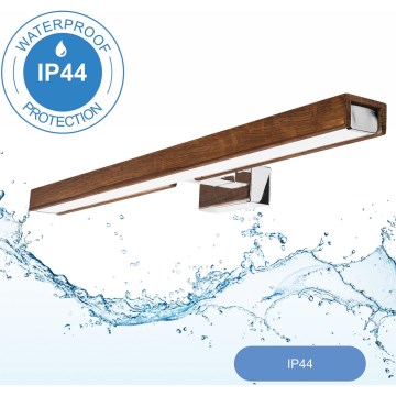 Brilagi - LED Kopalniška luč za osvetlitev ogledala WOODY MIRROR LED/12W/230V 60 cm IP44 hrast češnja/sijajni krom