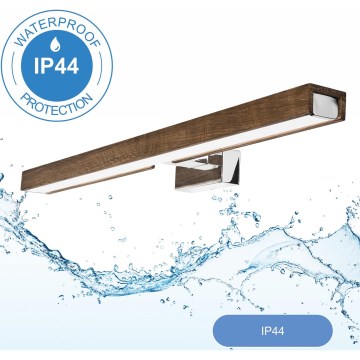Brilagi - LED Kopalniška luč za osvetlitev ogledala WOODY MIRROR LED/12W/230V 60 cm IP44 hrast oreh/sijajni krom