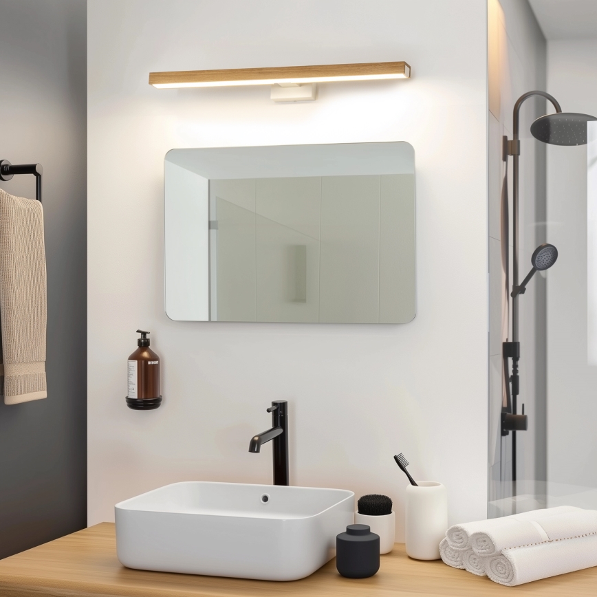 Brilagi - LED Kopalniška luč za osvetlitev ogledala WOODY MIRROR LED/12W/230V 60 cm IP44 hrast/bela