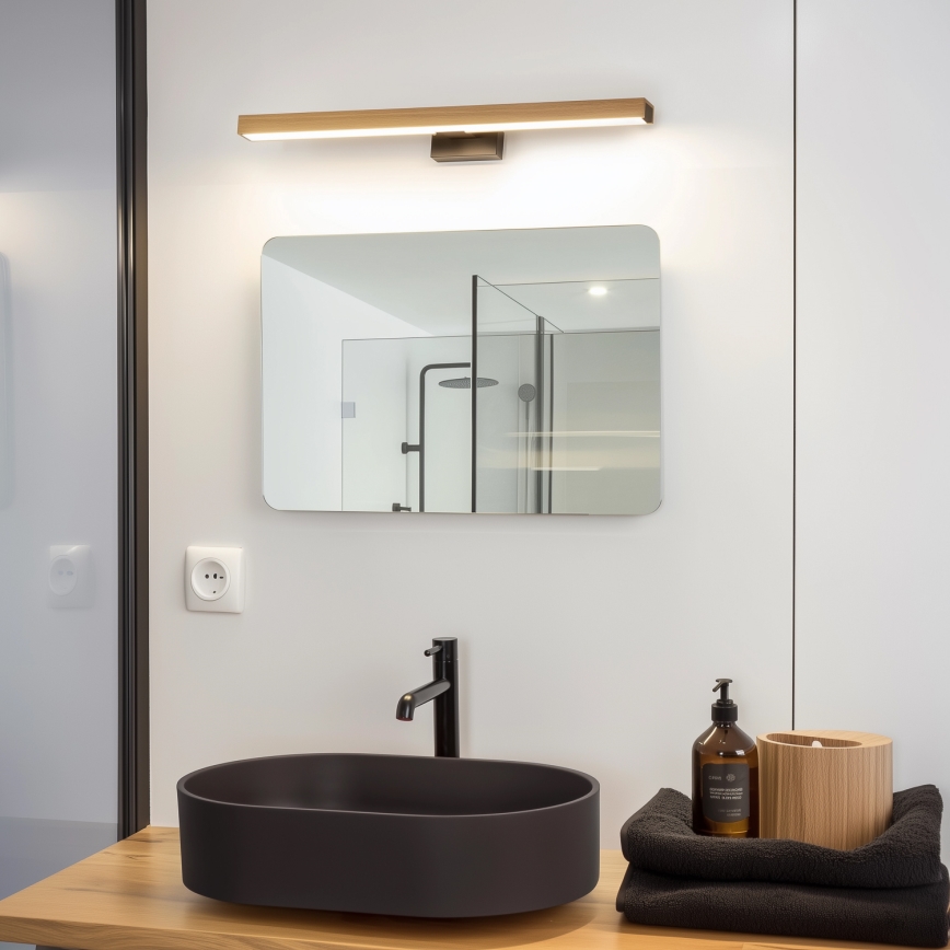 Brilagi - LED Kopalniška luč za osvetlitev ogledala WOODY MIRROR LED/12W/230V 60 cm IP44 hrast/črna