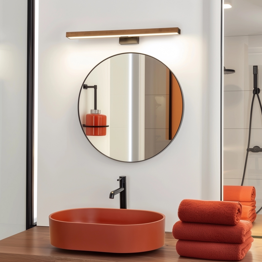 Brilagi - LED Kopalniška luč za osvetlitev ogledala WOODY MIRROR LED/12W/230V 60 cm IP44 hrast češnja/črna