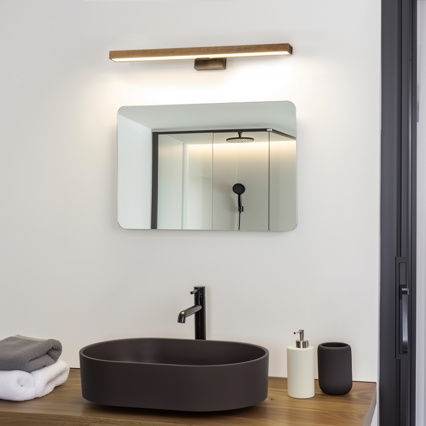 Brilagi - LED Kopalniška luč za osvetlitev ogledala WOODY MIRROR LED/12W/230V 60 cm IP44 hrast oreh/črna