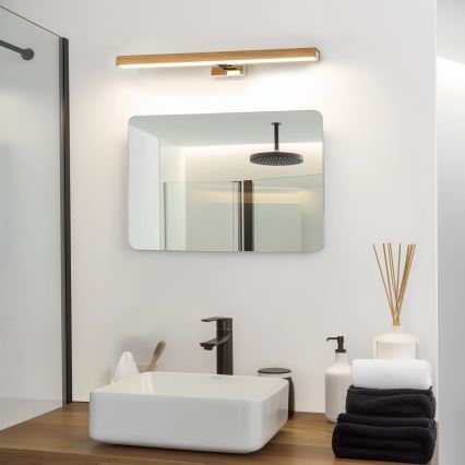 Brilagi - LED Kopalniška luč za osvetlitev ogledala WOODY MIRROR LED/12W/230V 60 cm IP44 hrast/sijajni krom
