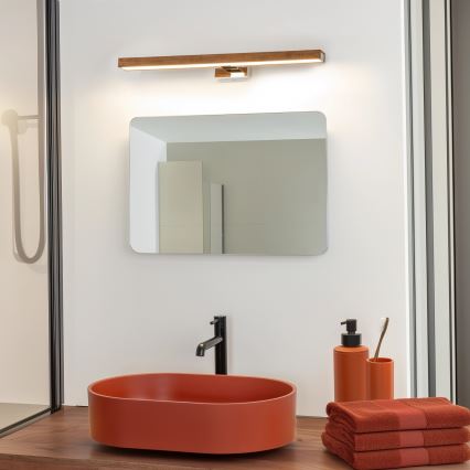 Brilagi - LED Kopalniška luč za osvetlitev ogledala WOODY MIRROR LED/12W/230V 60 cm IP44 hrast češnja/sijajni krom