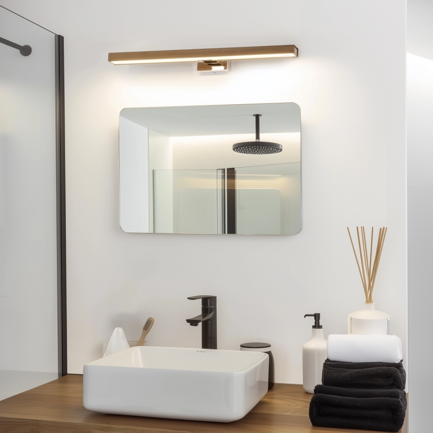Brilagi - LED Kopalniška luč za osvetlitev ogledala WOODY MIRROR LED/12W/230V 60 cm IP44 hrast oreh/sijajni krom